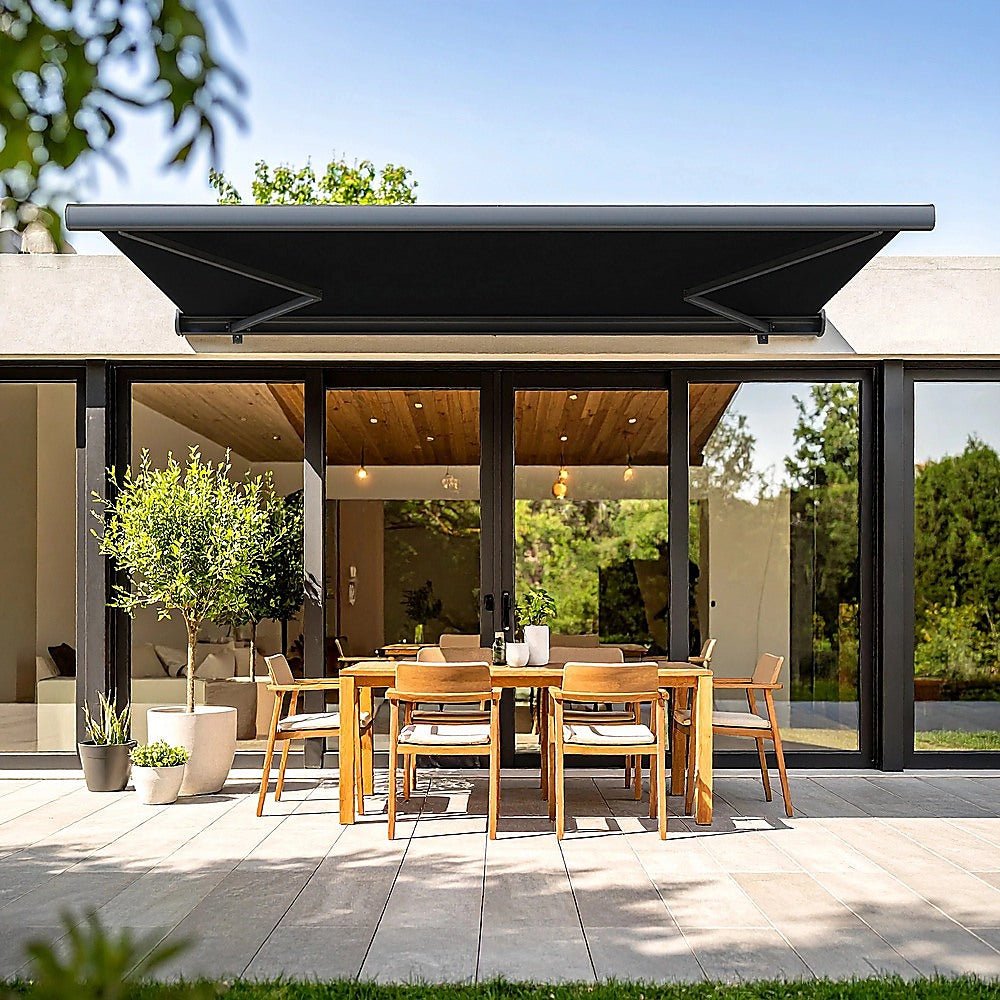 5.0m x 3.0m Retractable Folding Arm Awning Heavy Duty Full Cassette Motorised | Home & Garden > Shading