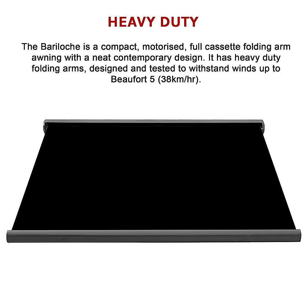5.0m x 3.0m Retractable Folding Arm Awning Heavy Duty Full Cassette Motorised | Outdoorium