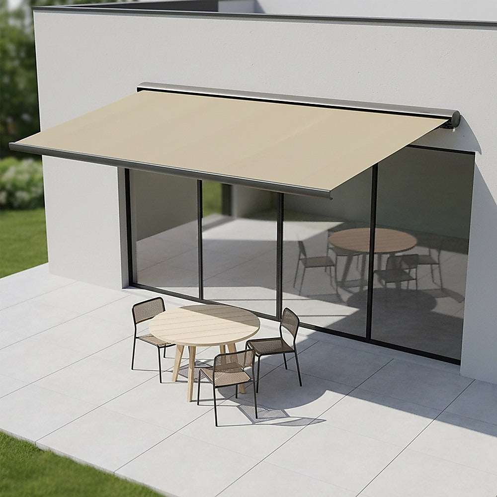 5.0m x 3.0m Retractable Folding Arm Awning Heavy Duty Full Cassette Motorised | Home & Garden > Shading > Awnings