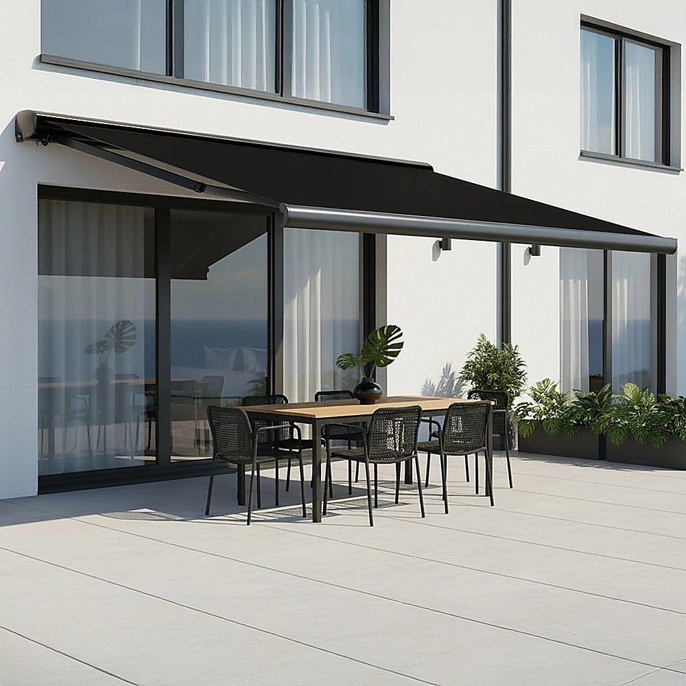 5.0m x 3.0m Retractable Folding Arm Awning Heavy Duty Full Cassette Motorised | Home & Garden > Shading