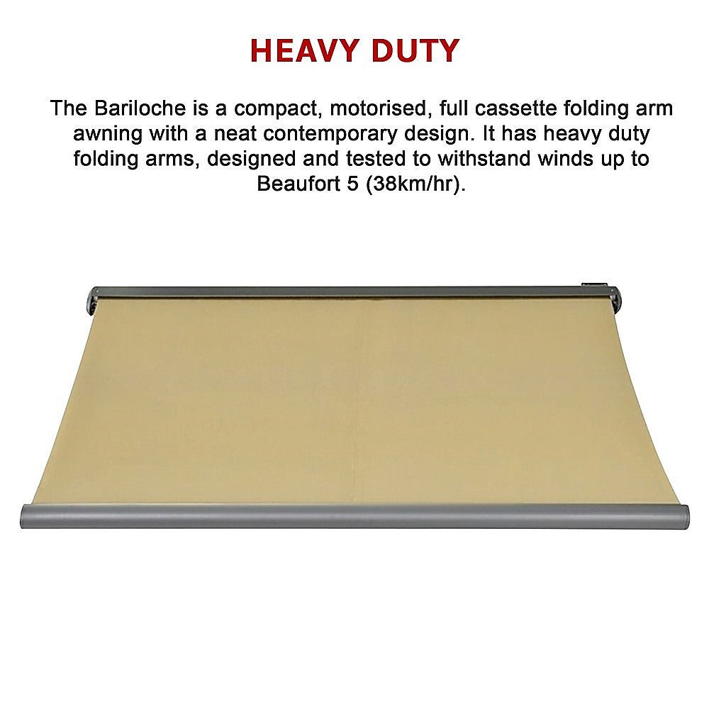 5.0m x 3.0m Retractable Folding Arm Awning Heavy Duty Full Cassette Motorised | Outdoorium