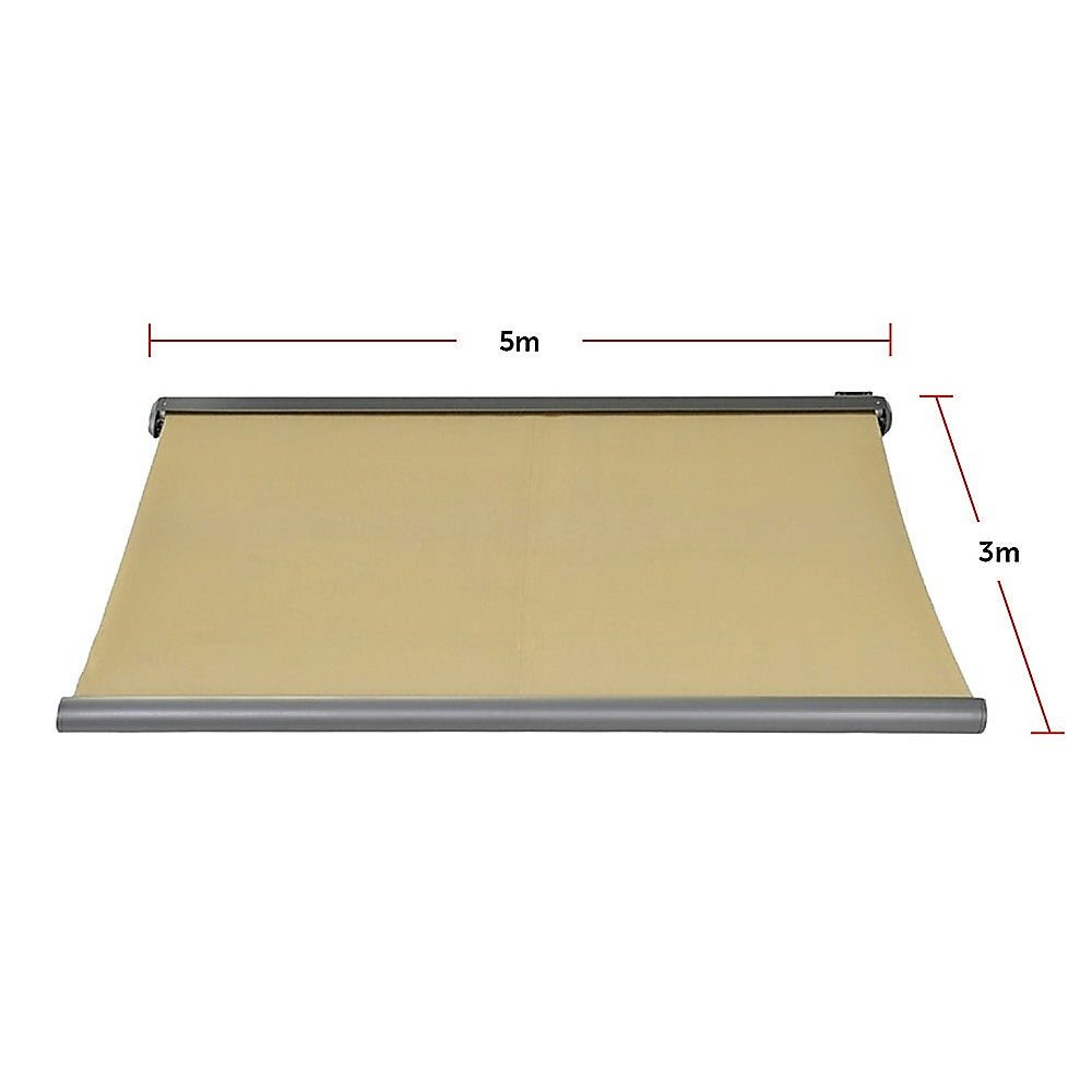 5.0m x 3.0m Retractable Folding Arm Awning Heavy Duty Full Cassette Motorised | Home & Garden > Shading > Awnings