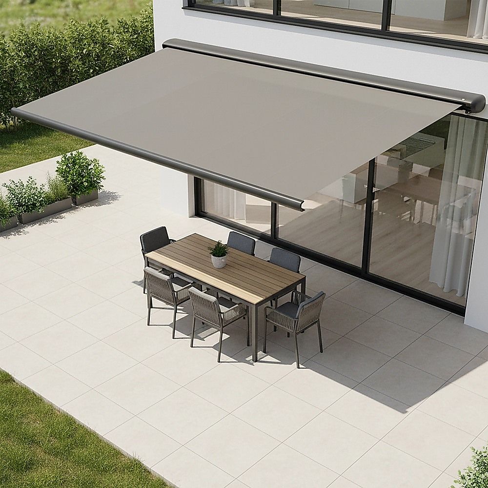 5.0m x 3.0m Retractable Folding Arm Awning Heavy Duty Full Cassette Motorised