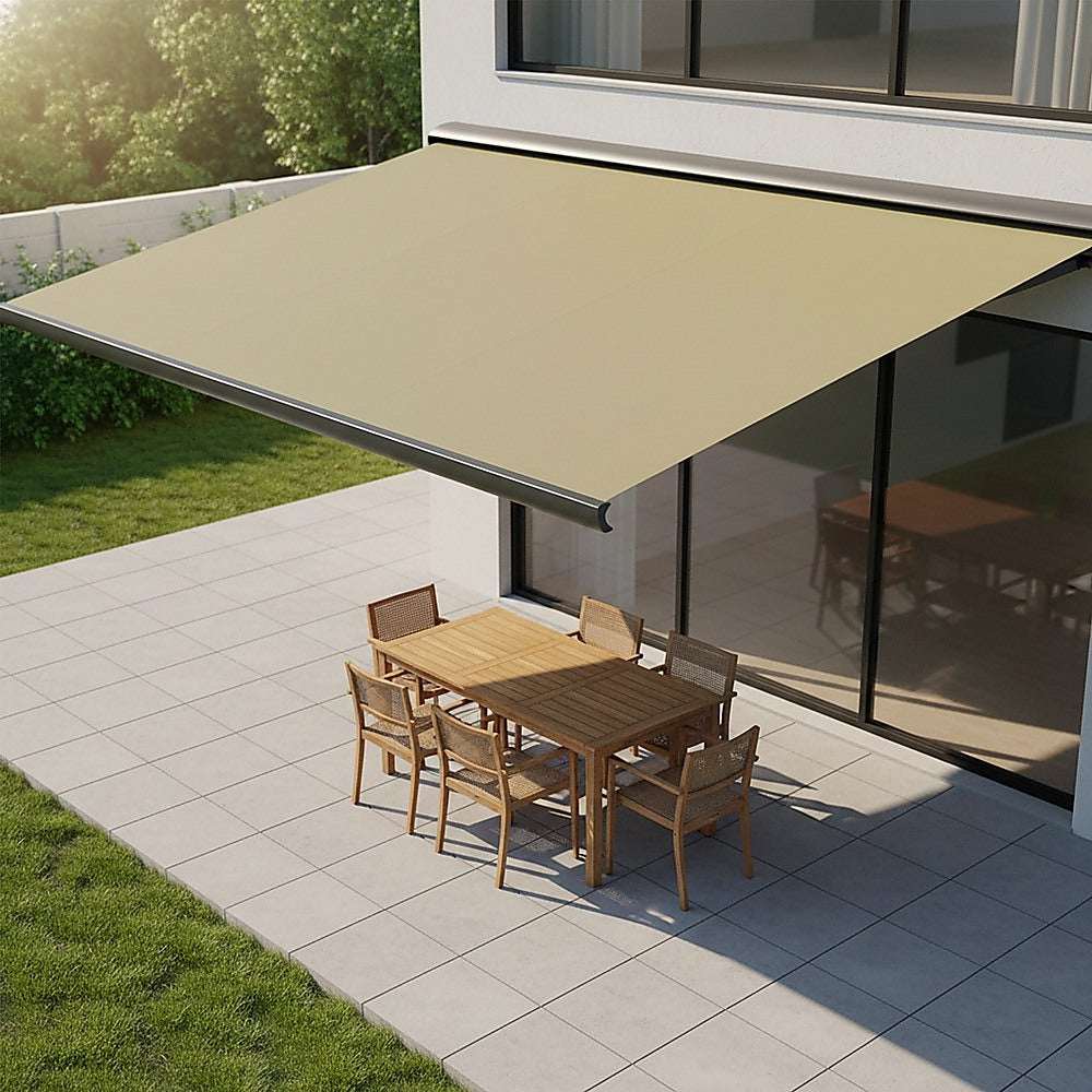 5.5m x 3.0m Retractable Folding Arm Awning Heavy Duty Full Cassette Motorised | Home & Garden > Shading > Awnings