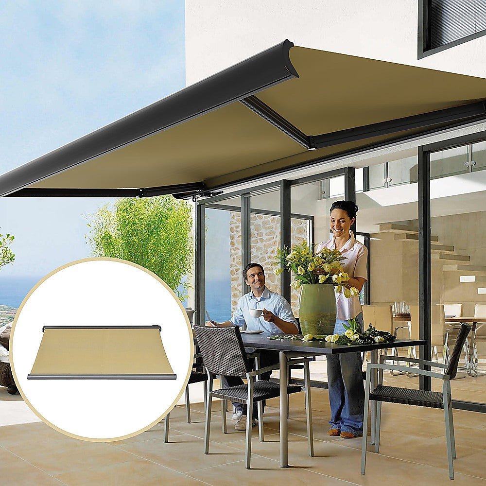 5.5m x 3.0m Retractable Folding Arm Awning Heavy Duty Full Cassette Motorised | Outdoorium