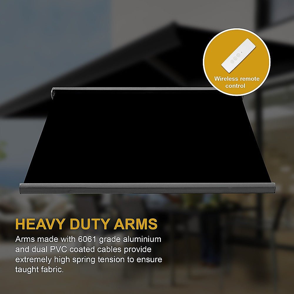 5.5m x 3.0m Retractable Folding Arm Awning Heavy Duty Full Cassette Motorised - Outdoorium