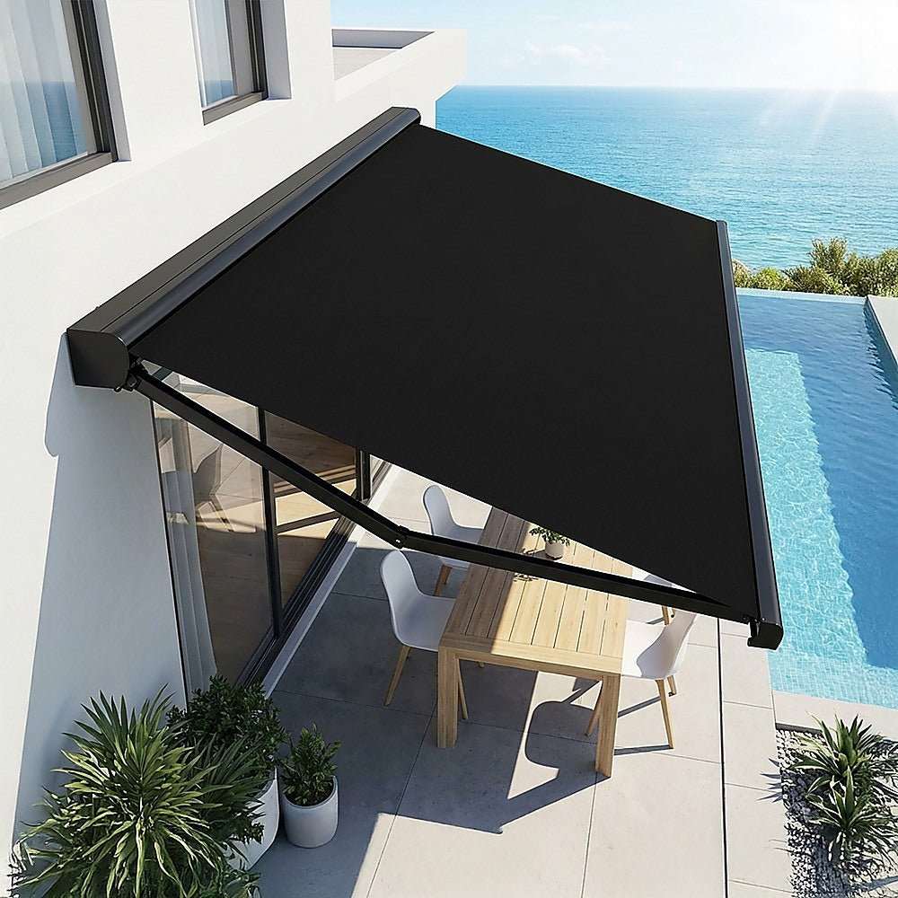5.5m x 3.0m Retractable Folding Arm Awning Heavy Duty Full Cassette Motorised | Home & Garden > Shading > Awnings