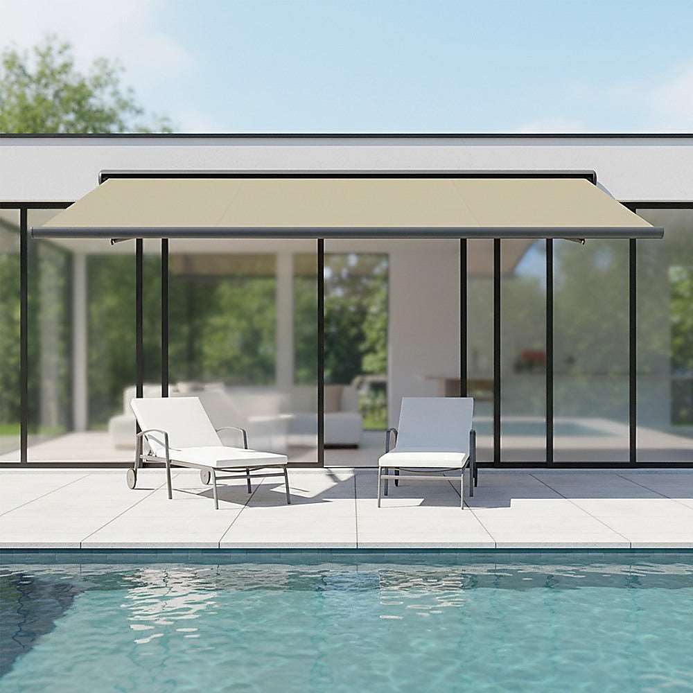 5.5m x 3.0m Retractable Folding Arm Awning Heavy Duty Full Cassette Motorised | Home & Garden > Shading > Awnings