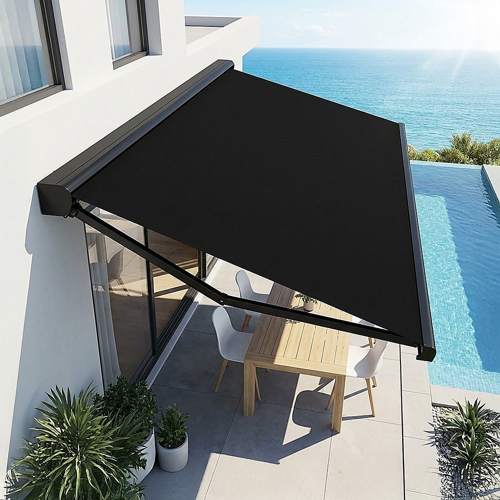 5.5m x 3.0m Retractable Folding Arm Awning Heavy Duty Full Cassette Motorised | Outdoorium