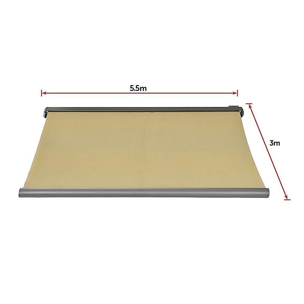 5.5m x 3.0m Retractable Folding Arm Awning Heavy Duty Full Cassette Motorised | Outdoorium