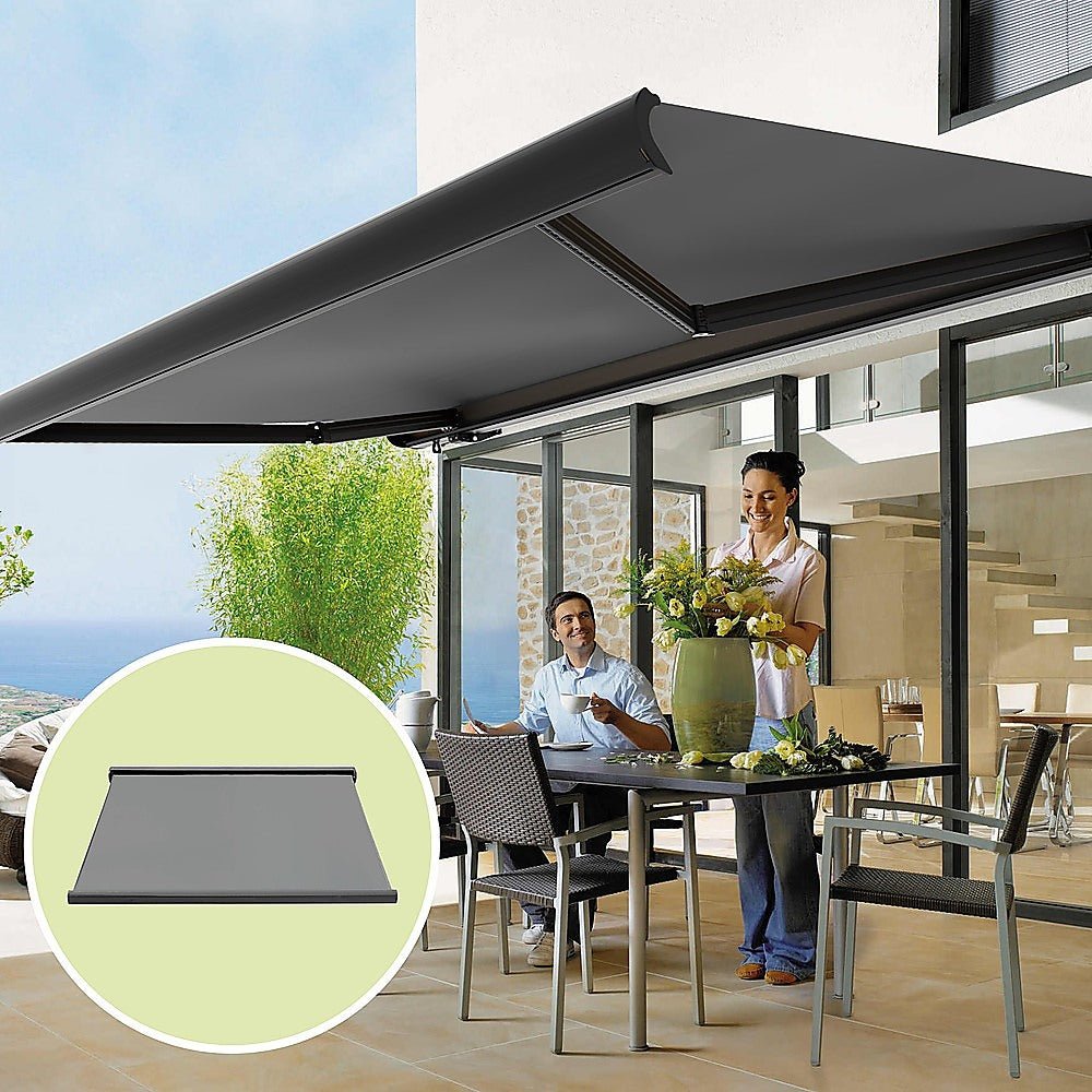 5.5m x 3.0m Retractable Folding Arm Awning Heavy Duty Full Cassette Motorised - Outdoorium