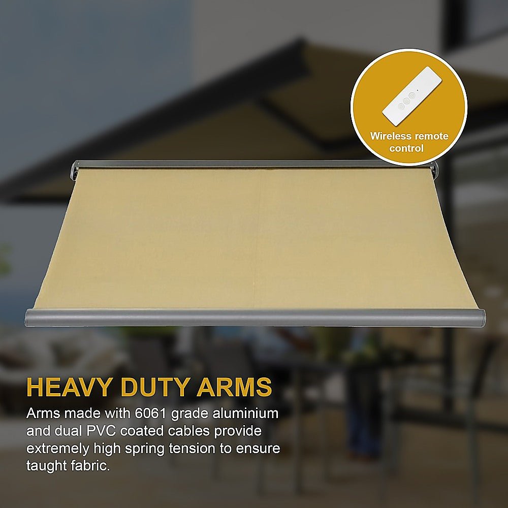 5.5m x 3.0m Retractable Folding Arm Awning Heavy Duty Full Cassette Motorised - Outdoorium