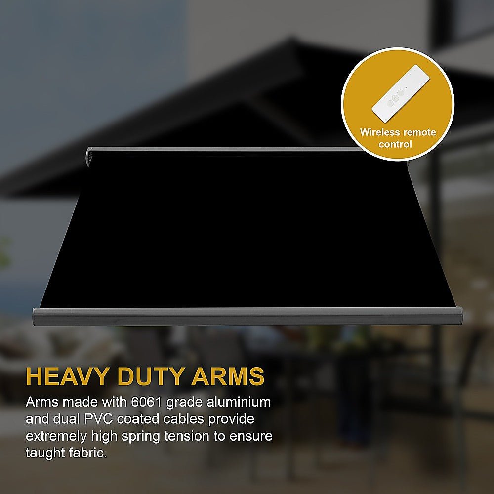 5.5m x 3.0m Retractable Folding Arm Awning Heavy Duty Full Cassette Motorised | Outdoorium