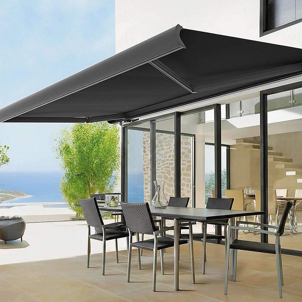 5.5m x 3.0m Retractable Folding Arm Awning Heavy Duty Full Cassette Motorised | Home & Garden > Shading > Awnings