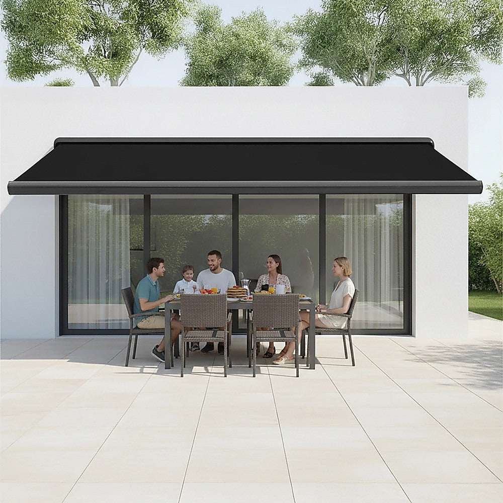 5.5m x 3.0m Retractable Folding Arm Awning Heavy Duty Full Cassette Motorised | Home & Garden > Shading > Awnings