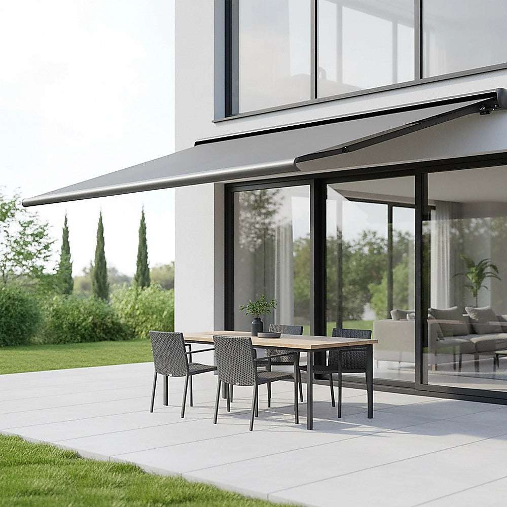 5.5m x 3.0m Retractable Folding Arm Awning Heavy Duty Full Cassette Motorised | Home & Garden > Shading > Awnings
