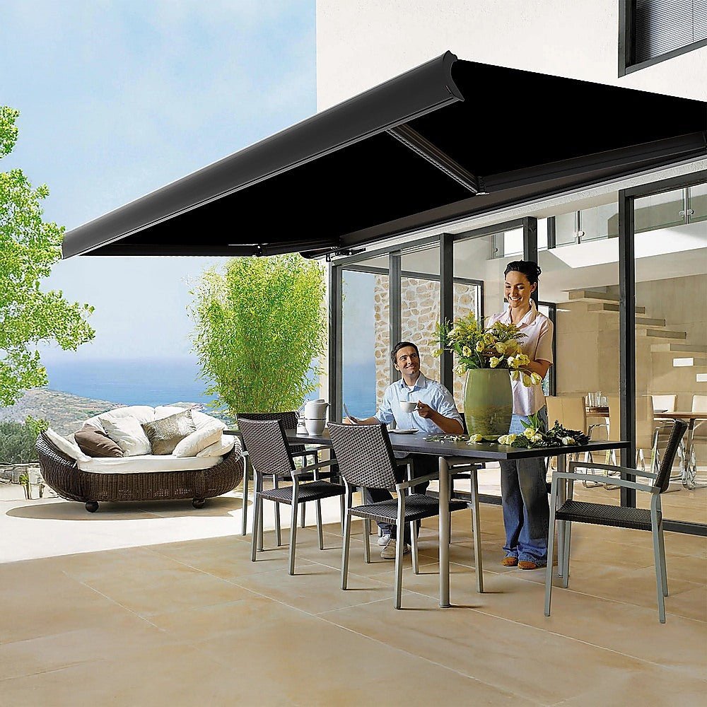 5.5m x 3.0m Retractable Folding Arm Awning Heavy Duty Full Cassette Motorised | Outdoorium