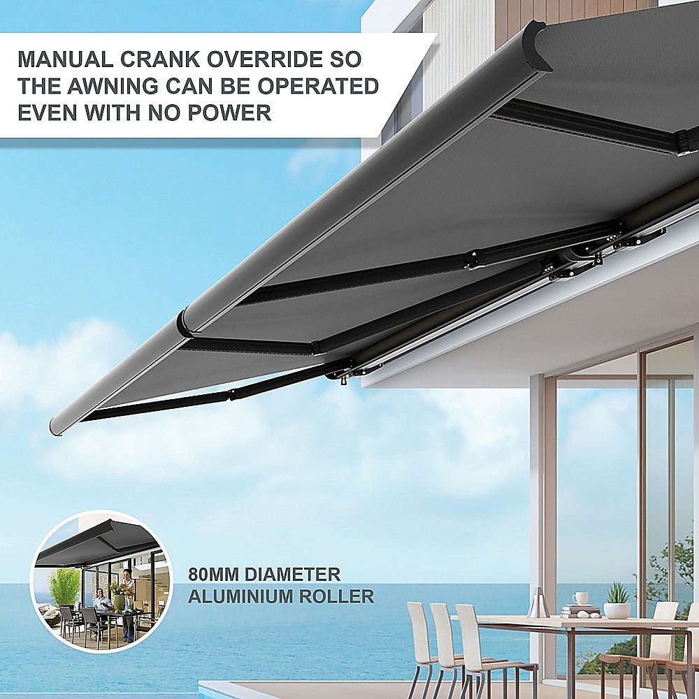 5.5m x 3.0m Retractable Folding Arm Awning Heavy Duty Full Cassette Motorised | Outdoorium