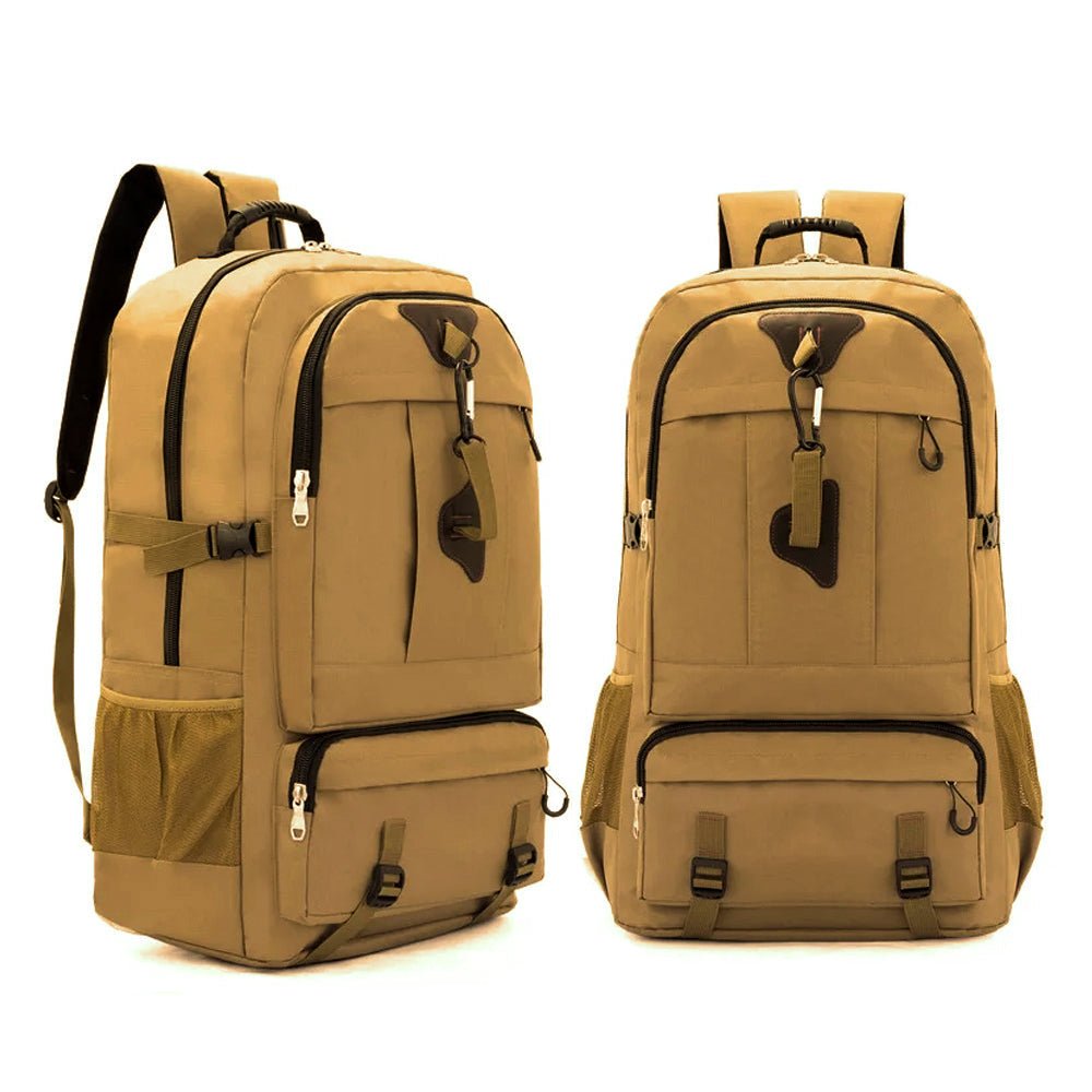 60L Travel Boarding Backpack Outdoor Trekking Luggage Hiking Camping Rucksack Large Capacity Storage Backpack(Khaki) - Outdoorium