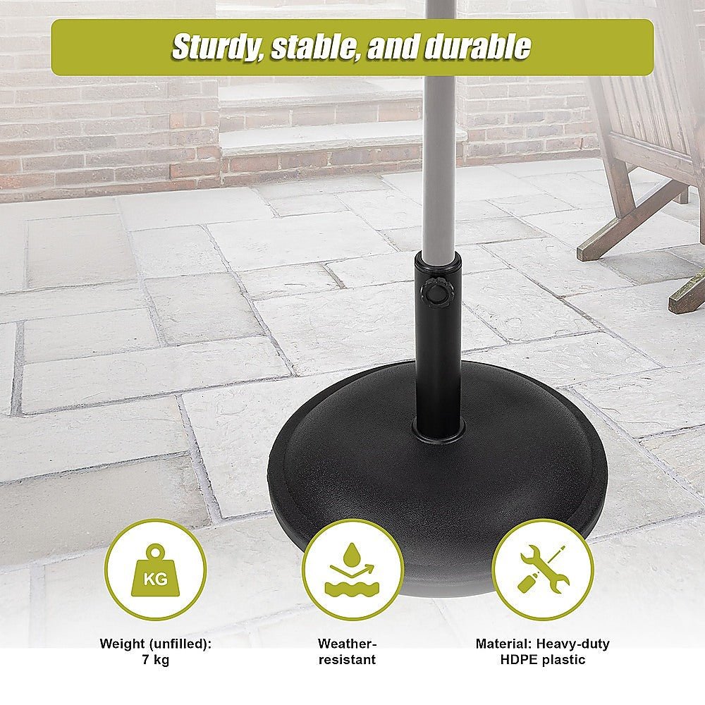 60x80cm Outdoor Umbrella Stand Base Sand/ Water Pod Round Portable Grip - Outdoorium