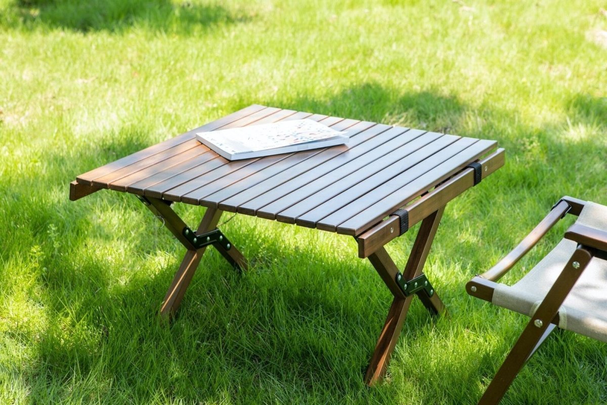 62cm Foldable Bamboo Outdoor Camping Table Waterproof Wood Wooden Travel - Small - Outdoorium