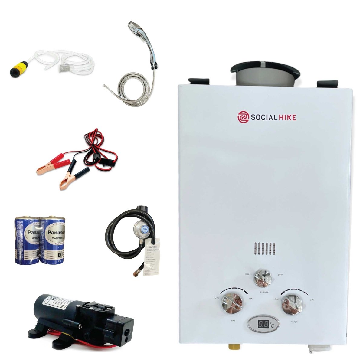 6L Portable Gas Water Heater Shower Outdoor Camping Hot Pump Tankless LPG System - Outdoorium