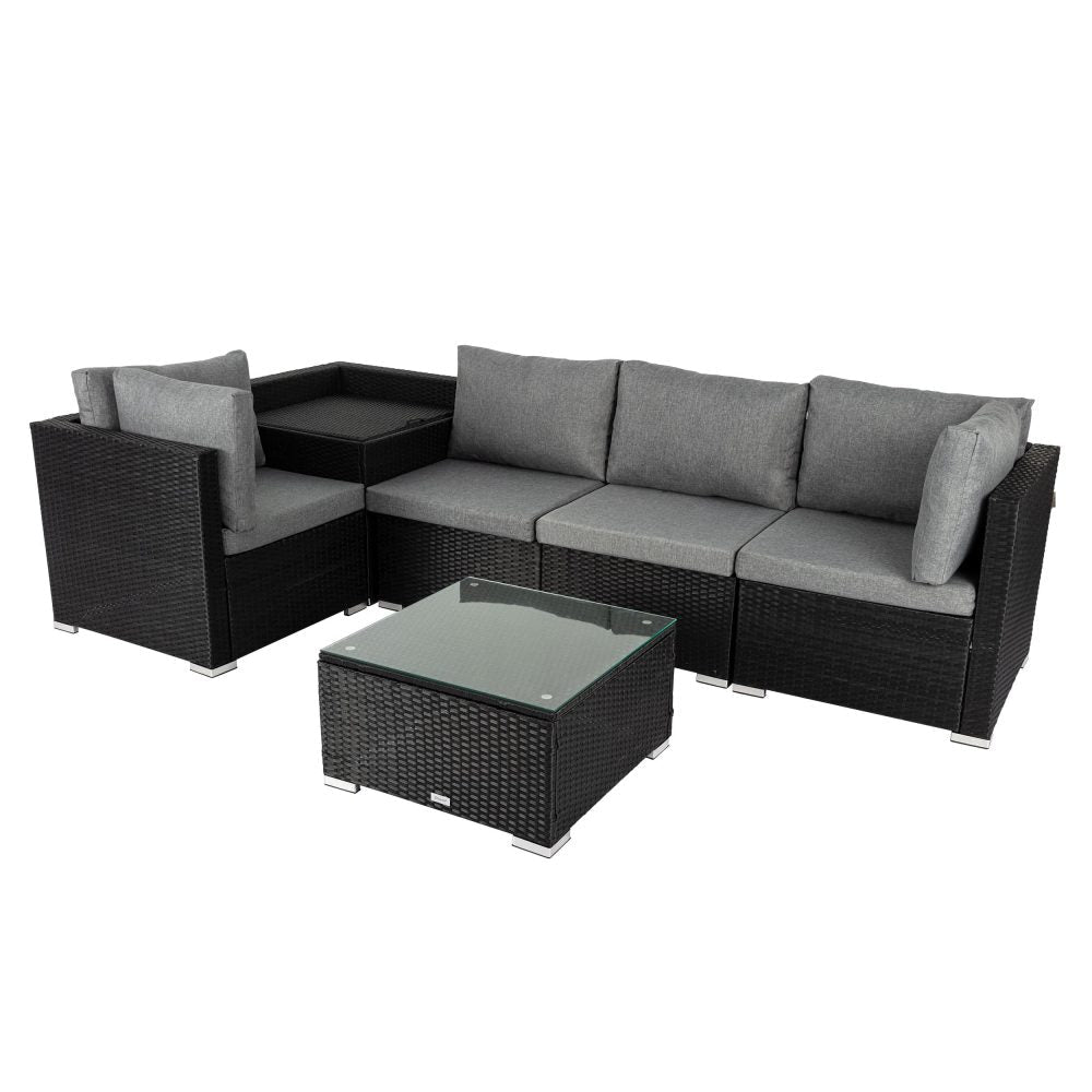 6PCS Outdoor Modular Lounge Sofa Coogee - Black - Outdoorium