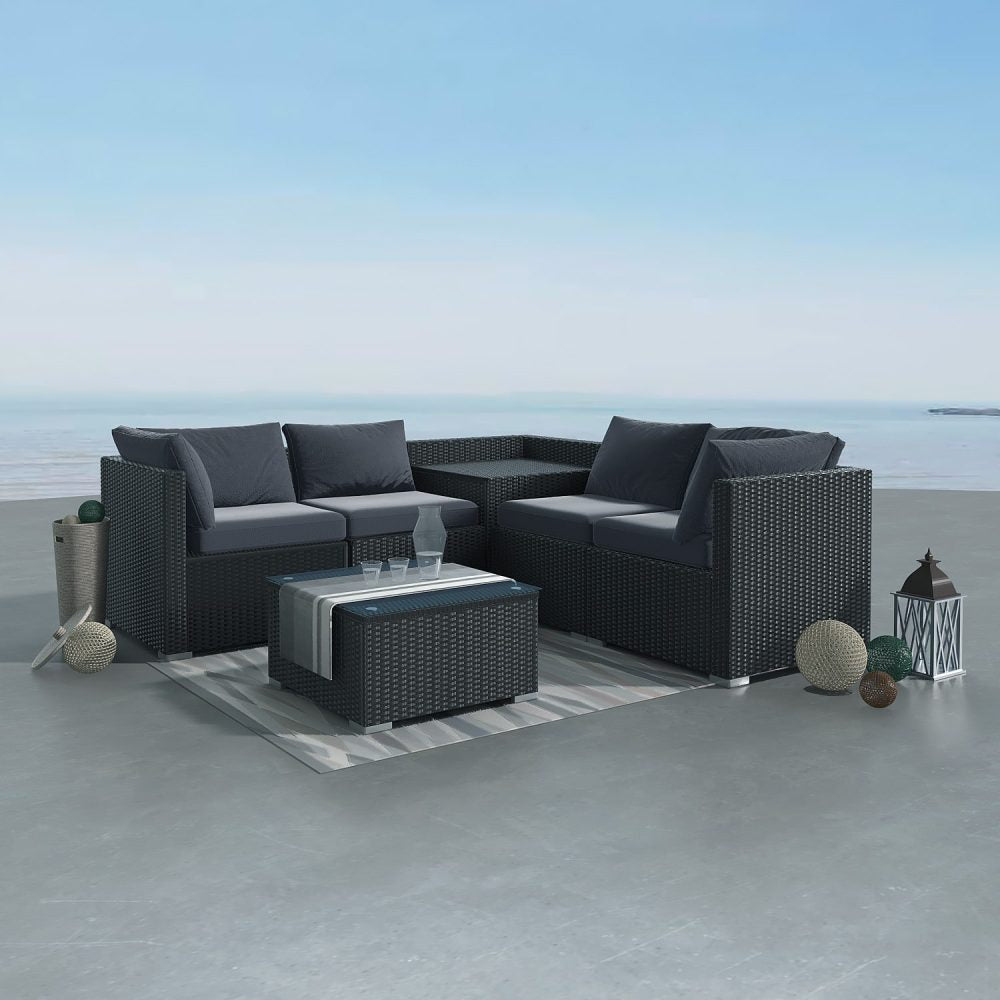 6PCS Outdoor Modular Lounge Sofa Coogee - Black | Outdoorium