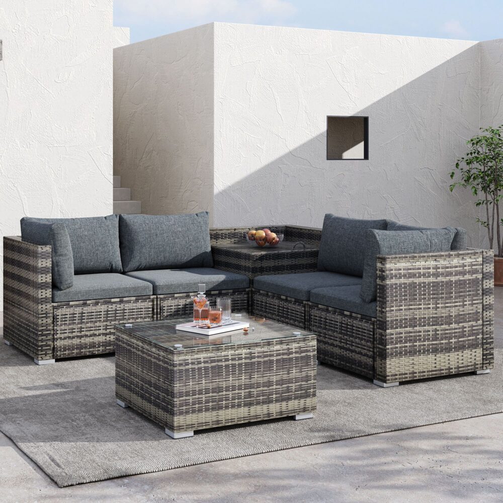 6PCS Outdoor Modular Lounge Sofa Coogee - Grey - Outdoorium