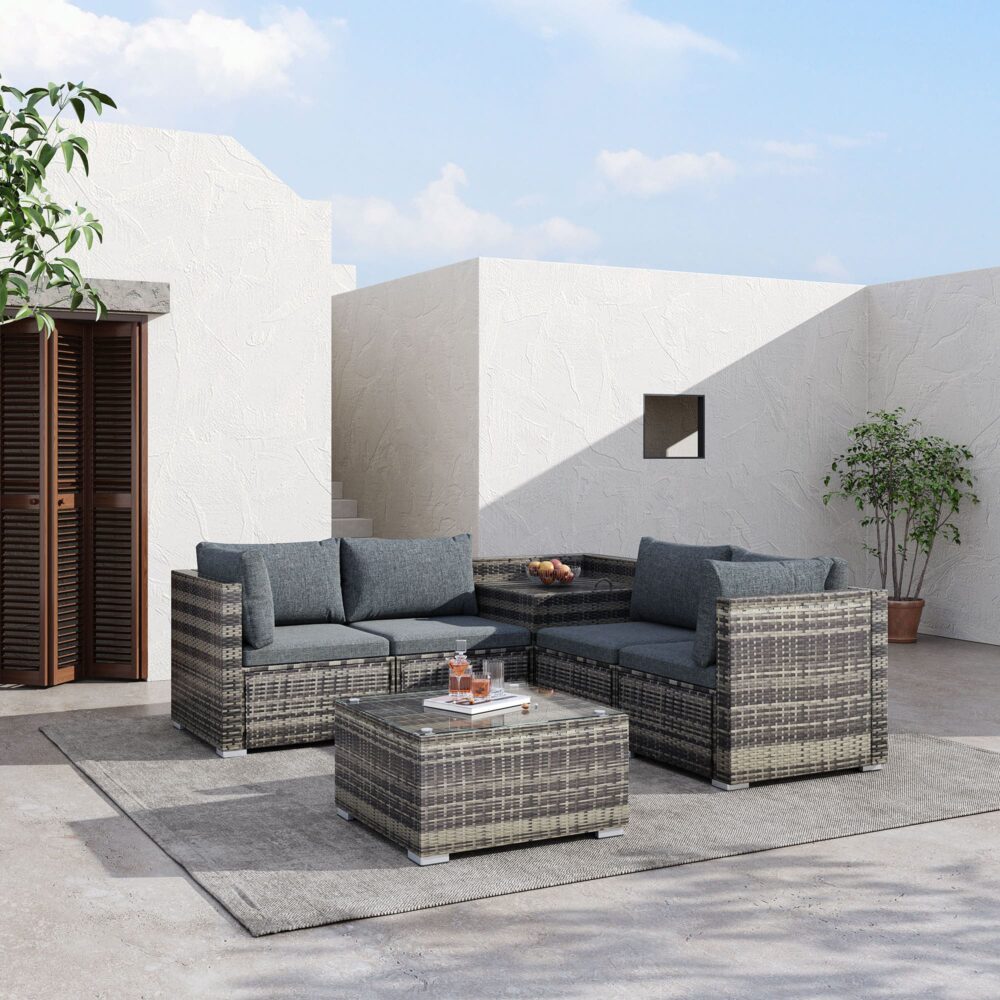 6PCS Outdoor Modular Lounge Sofa Coogee - Grey - Outdoorium