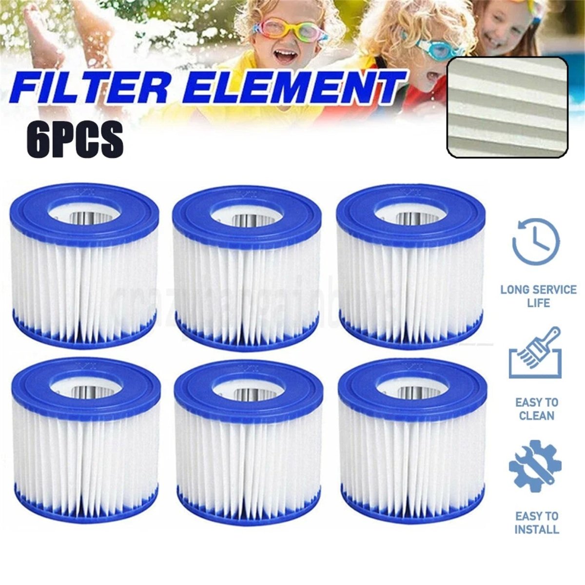6PCS Replacement Bestway VI Filter Cartridge Inflatable Lay - Z - Spa Filters 58323 | Outdoorium
