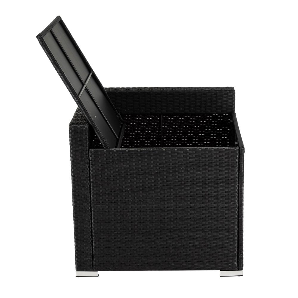 7PC Outdoor Wicker Loveseat Setting with Storage Corner (Black) | Outdoorium