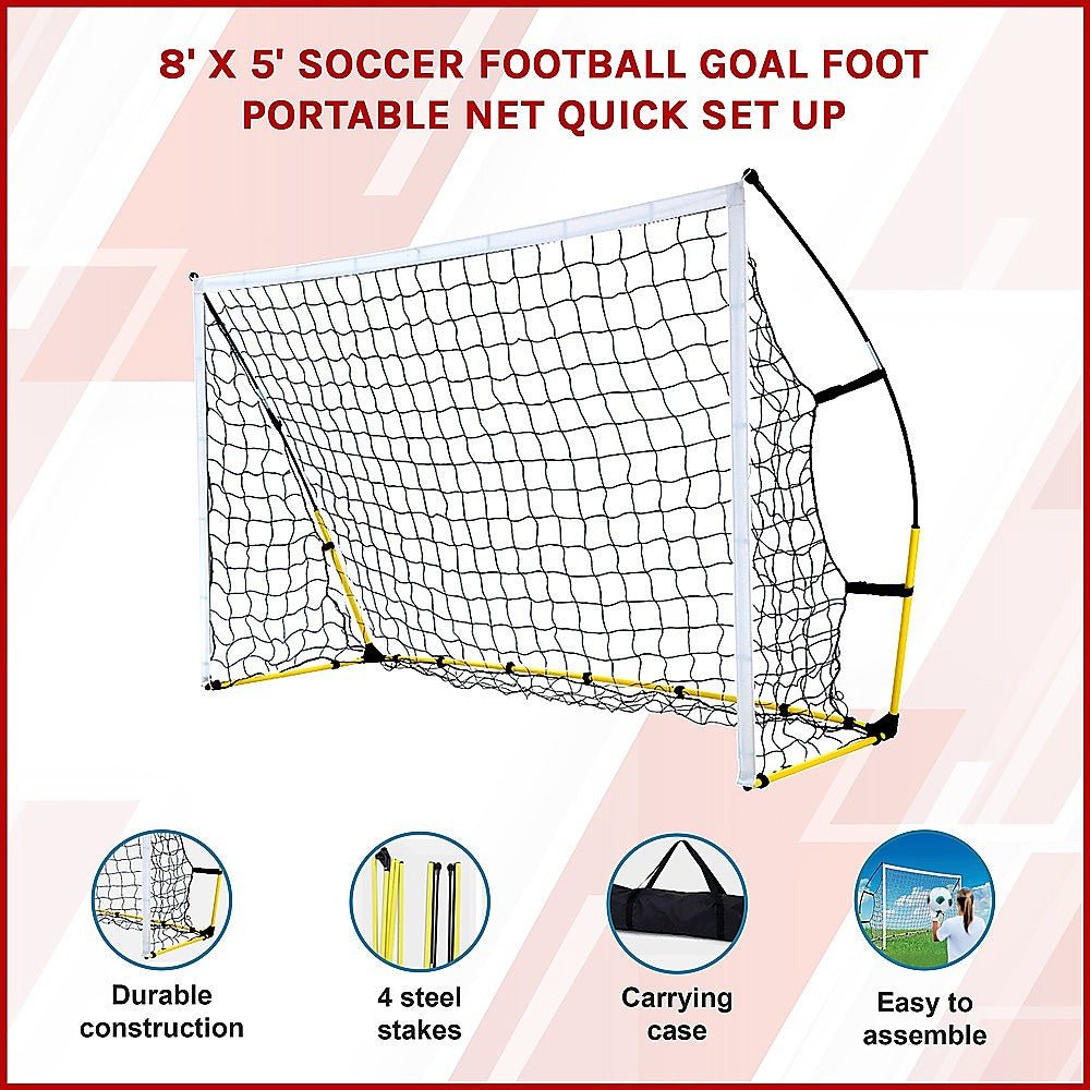 8' x 5' Soccer Football Goal Foot Portable Net Quick Set Up - Outdoorium