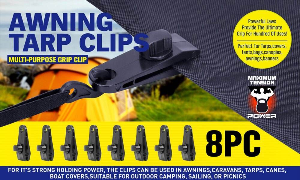 8Pc Awning Tarp Clamp Set Clips Hangers Survival Tent Emergency Grommet | Outdoorium