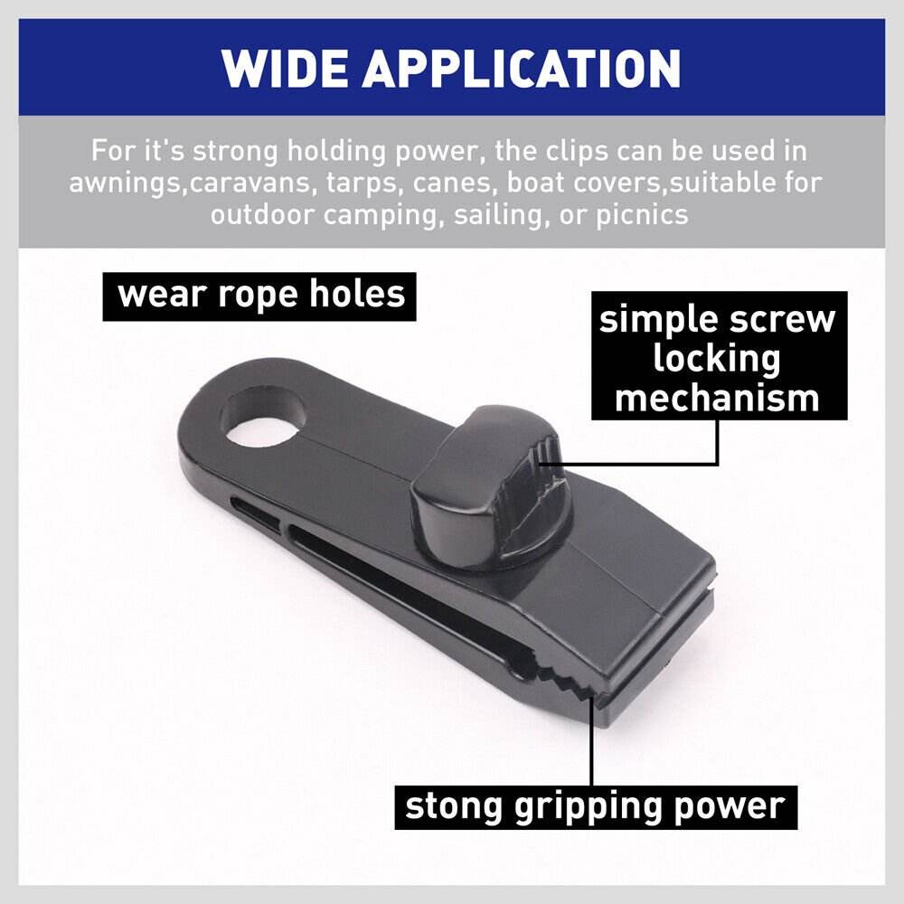 8Pc Awning Tarp Clamp Set Clips Hangers Survival Tent Emergency Grommet | Outdoorium
