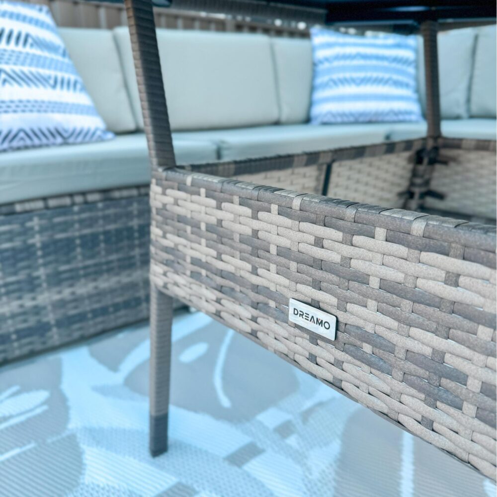 8PC Outdoor Dining Set Wicker Table & Chairs - Grey | Outdoorium