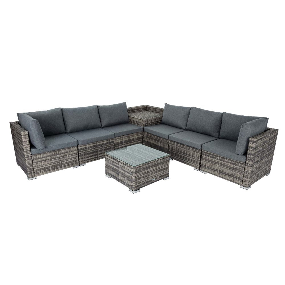 8PCS Outdoor Furniture Modular Lounge Sofa Lizard - Grey | Outdoorium