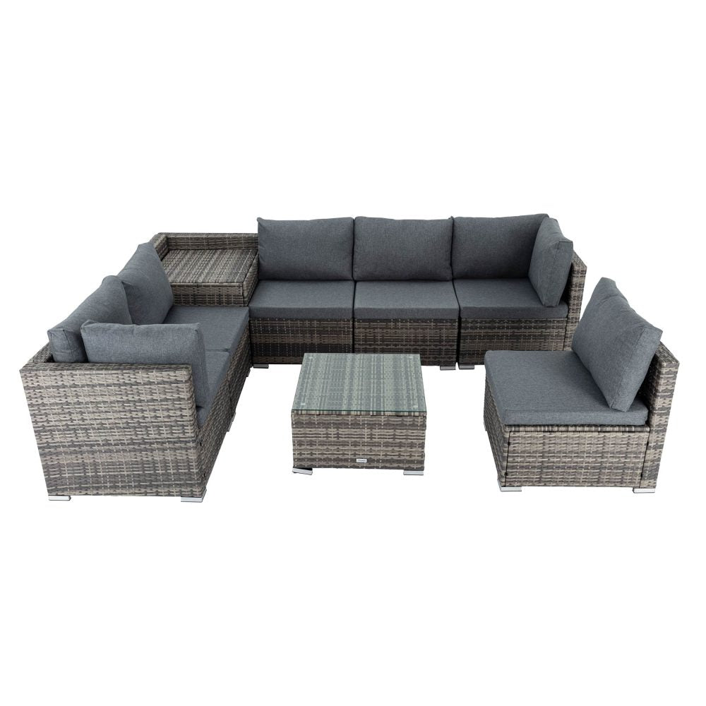 8PCS Outdoor Furniture Modular Lounge Sofa Lizard - Grey | Outdoorium