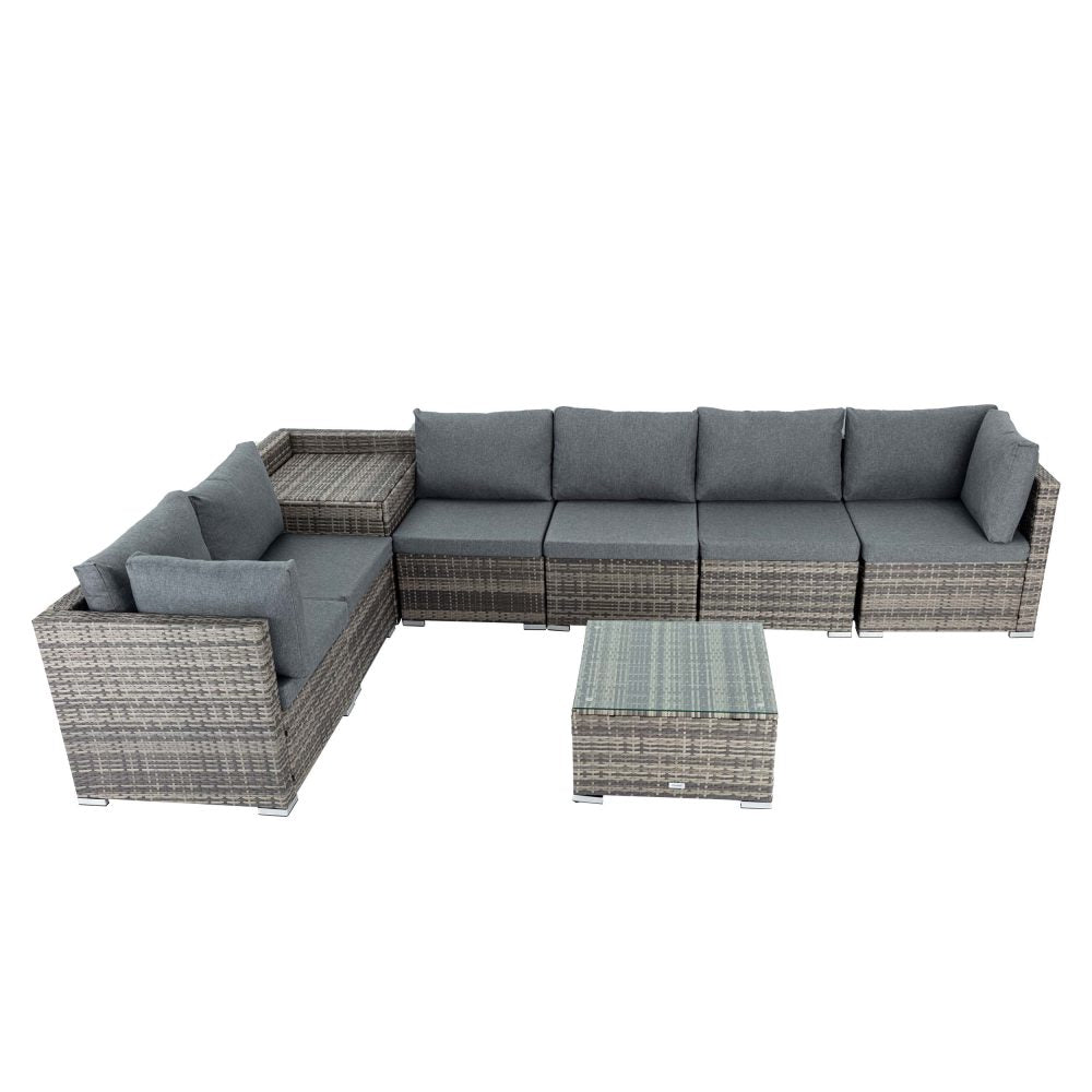 8PCS Outdoor Furniture Modular Lounge Sofa Lizard - Grey | Outdoorium