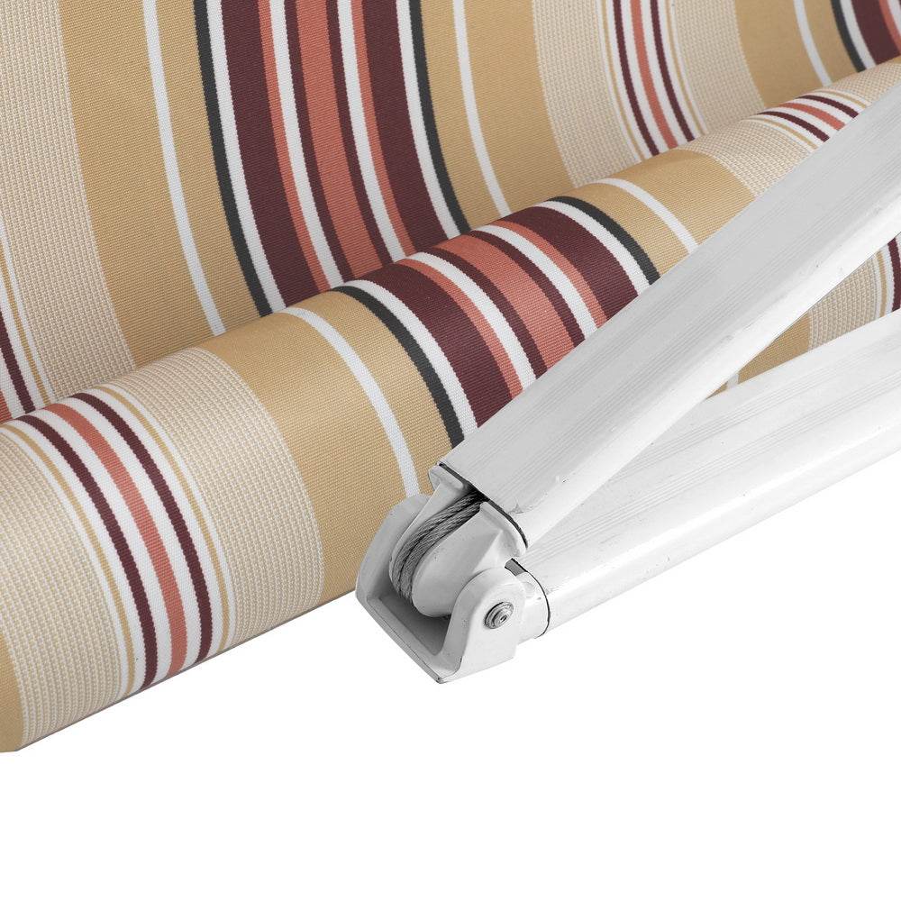 Instahut Retractable Folding Arm Awning Manual Sunshade 3Mx2.5M Beige Brown | Outdoorium