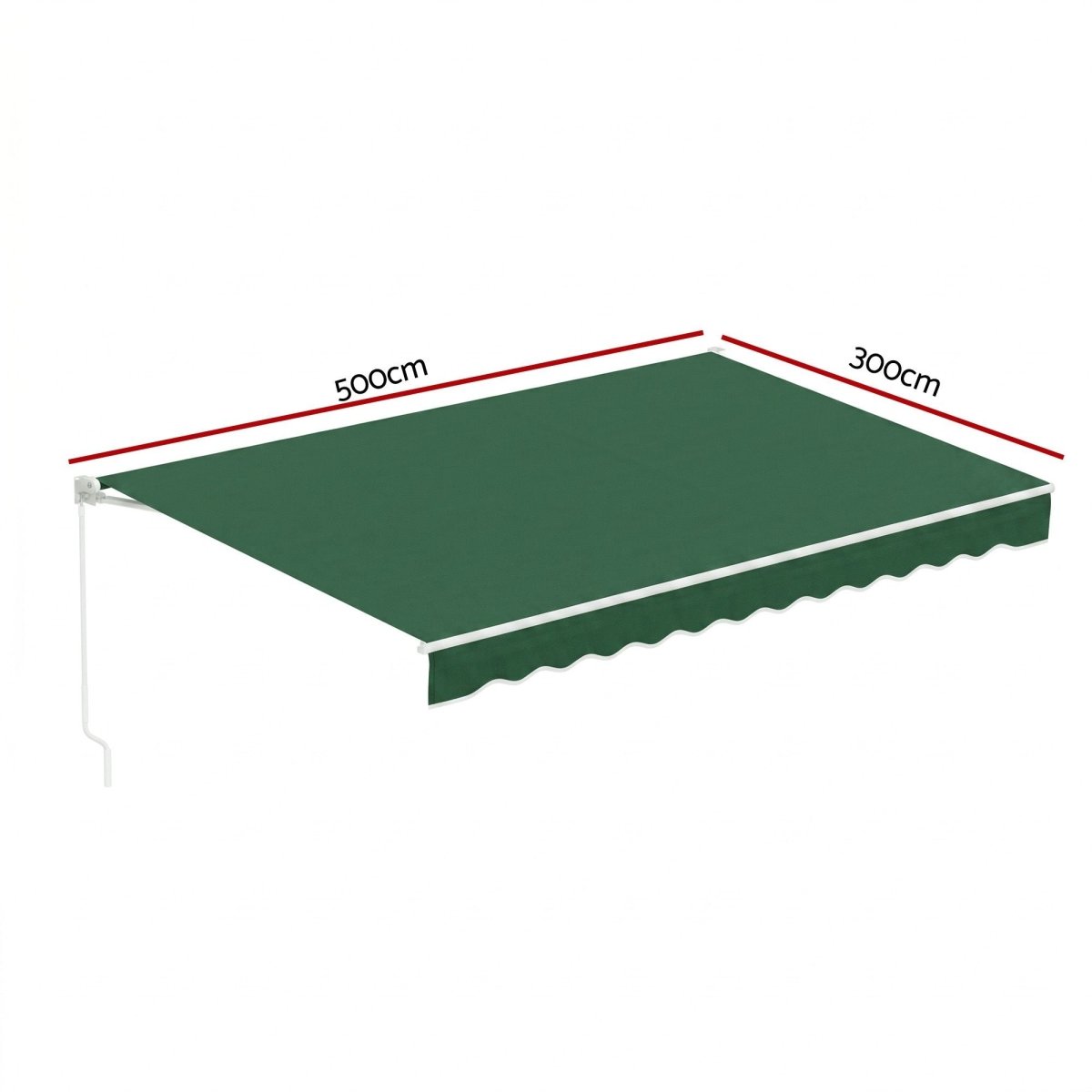 Instahut Retractable Folding Arm Awning Manual Sunshade 5Mx3M Dark Green