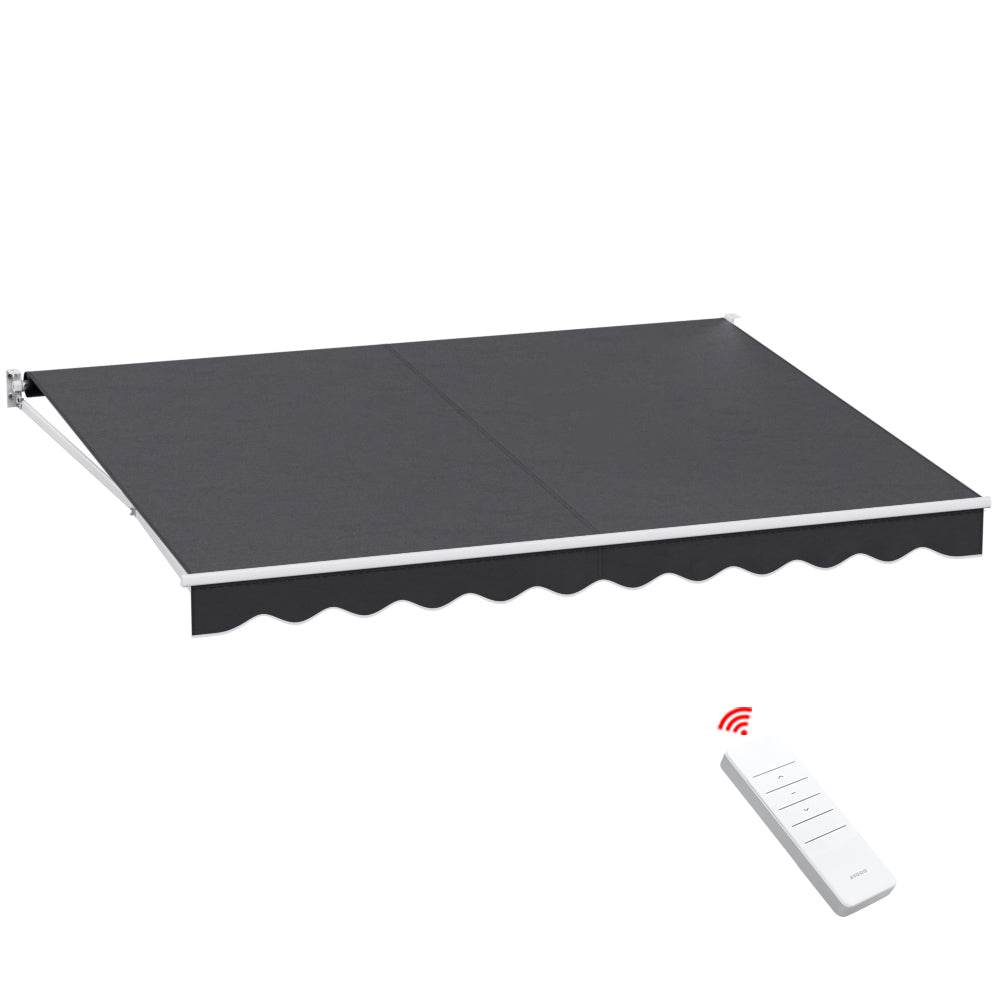 Instahut Retractable Folding Arm Awning Motorised Sunshade 4Mx3M Grey - Outdoorium
