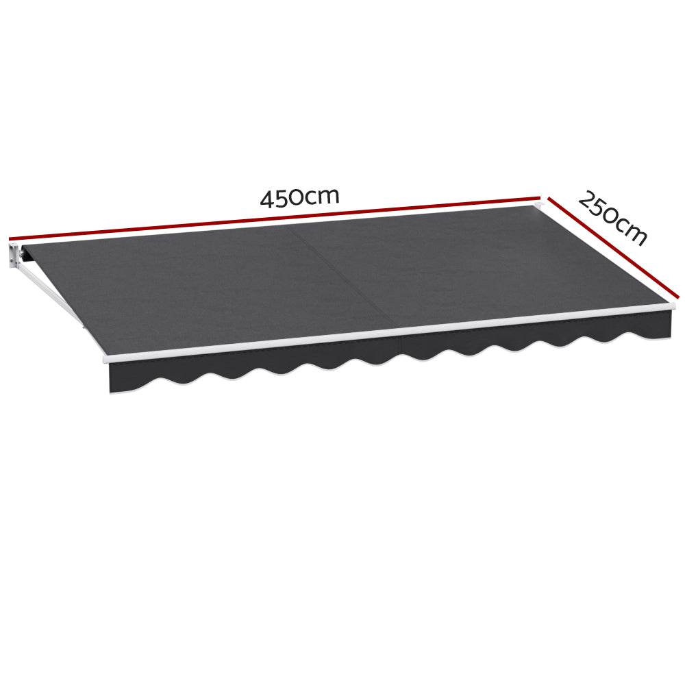 Instahut Retractable Folding Arm Awning Motorised Sunshade 4.5Mx2.5M Grey - Outdoorium