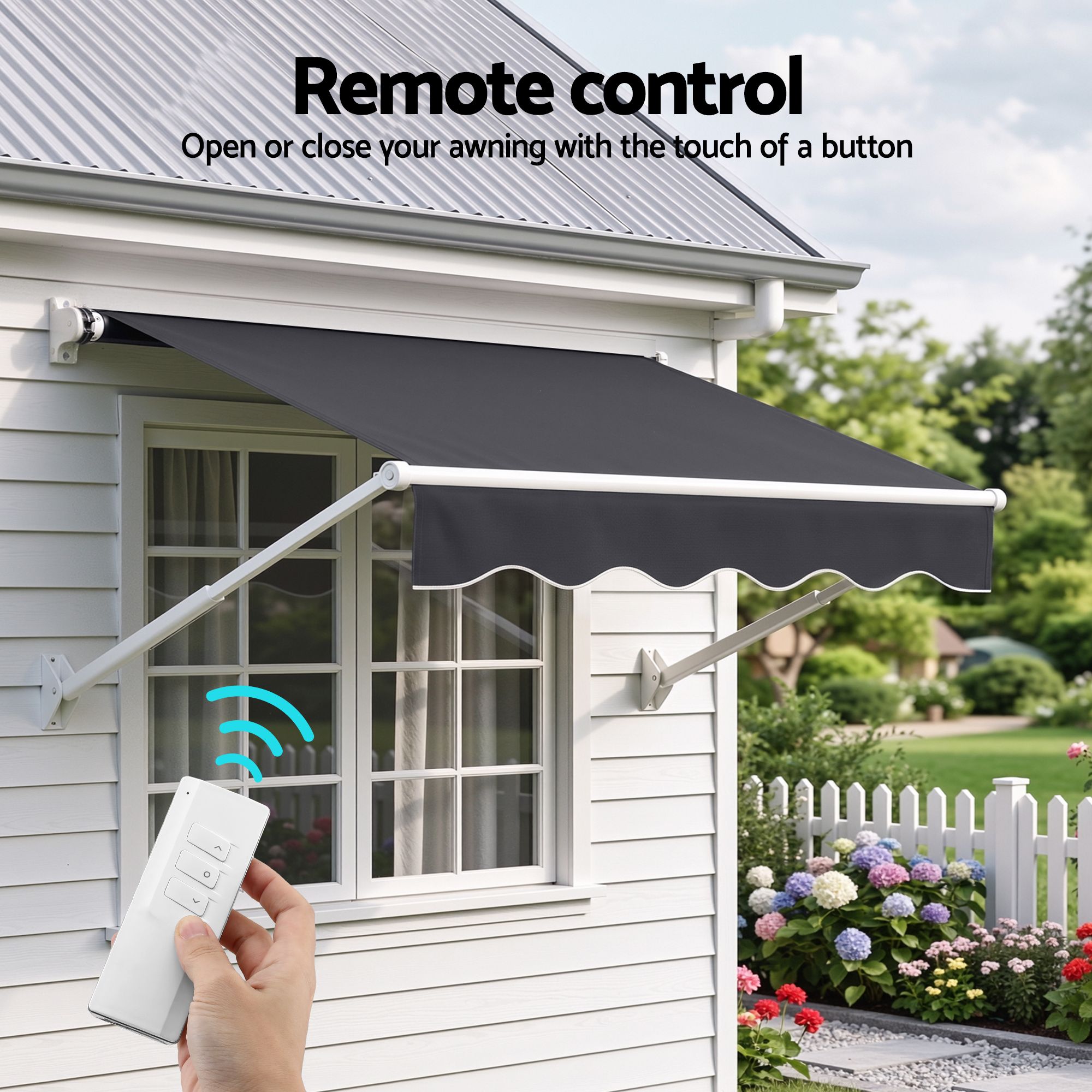 Instahut 1.8 × 2.1m grey motorised pivot arm window awning – additional product image 5