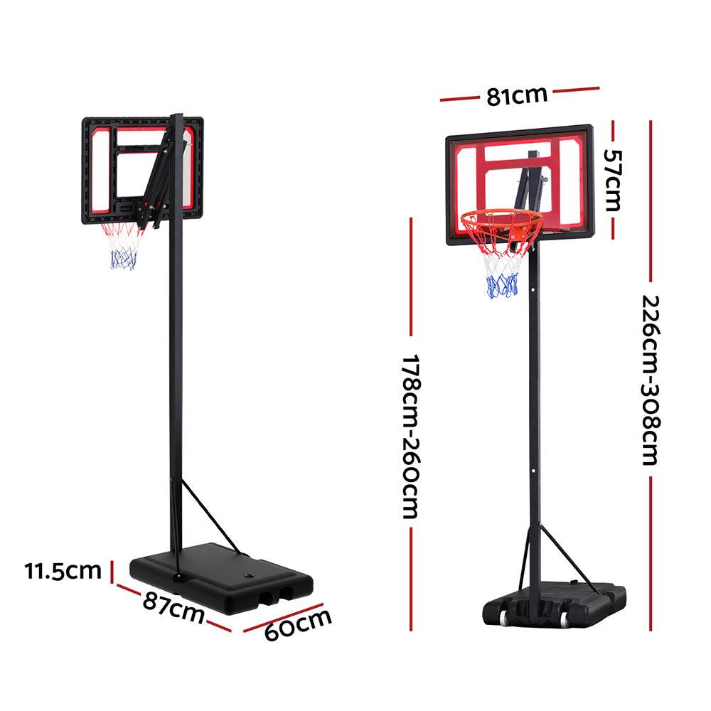 Everfit 2.6M Basketball Hoop Stand System Portable Kid - Outdoorium