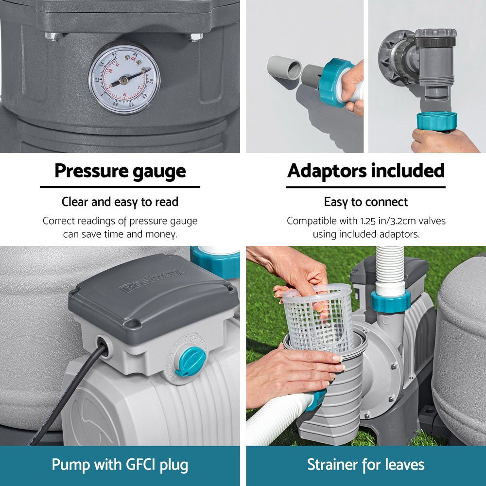 Bestway Pool Pump Sand Filter 3000GPH 11355L/H Pools Flowclear™ Filters | Home & Garden > Pool & Accessories > Swimming Pools