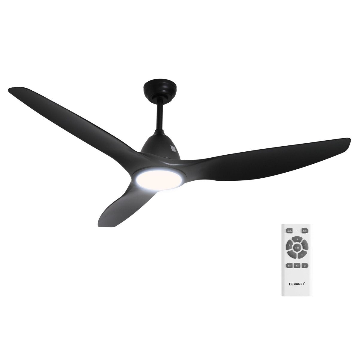 Devanti 64 Inch Ceiling Fan DC Motor w/Light w/Remote - Black