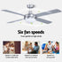 Devanti 52'' Ceiling Fan AC Motor w/Light w/Remote - Silver
