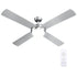 Devanti 52'' Ceiling Fan AC Motor w/Light w/Remote - Silver
