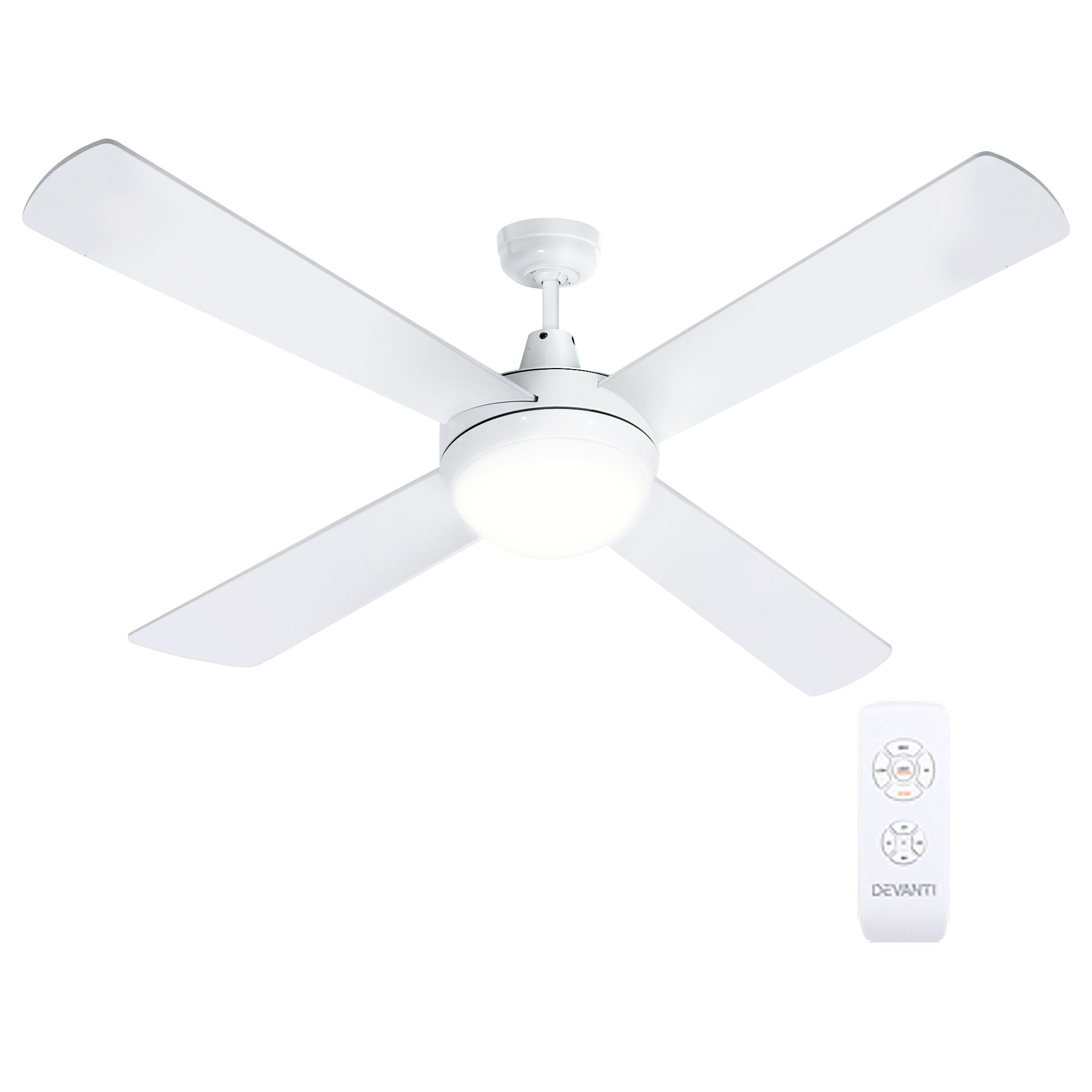 Devanti 52'' Ceiling Fan AC Motor w/Light w/Remote - White
